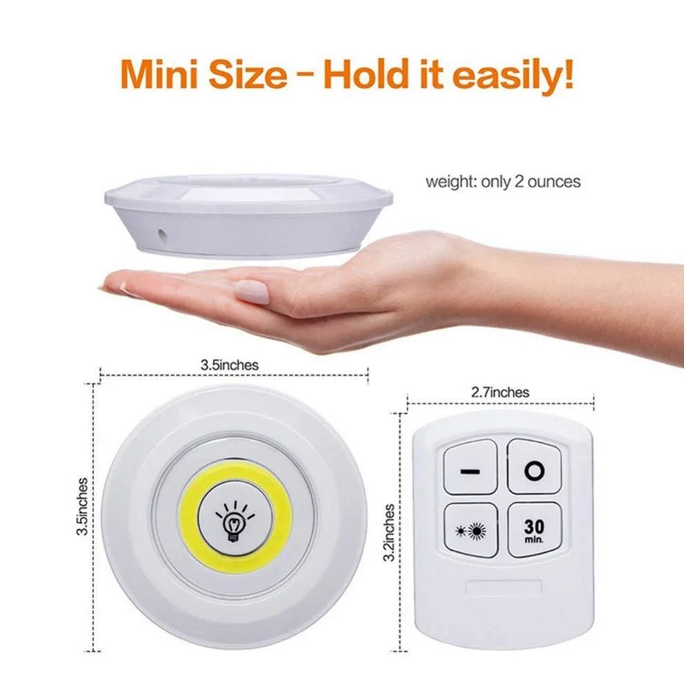 LED Remote/Touch Control Under Cabinet Light Battery Operated Closet Lamp Wireless Cupboard Puck Night Light For Kitchen Stairs