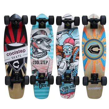 

Maple Skateboard Adult Professional Small Fish Board Single Rocker Matte Four-wheel Skateboard Non-slip Surface Alloy Bracket