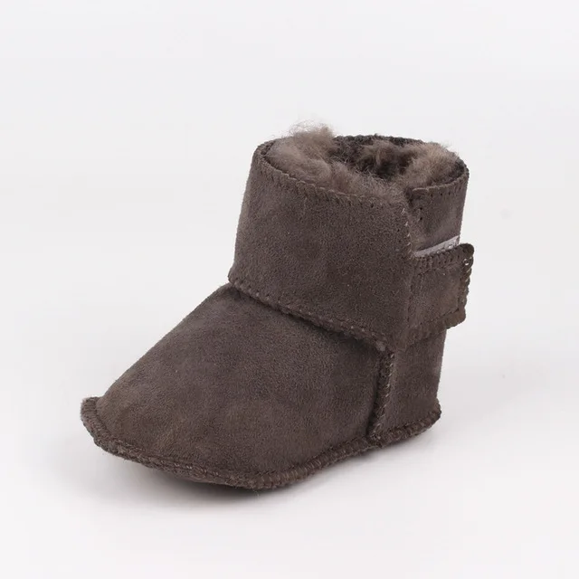 Зимние ботинки для малышей; меховые ботинки для малышей; ботинки для маленьких мальчиков и девочек; детские зимние ботинки ручной работы - Цвет: Серый