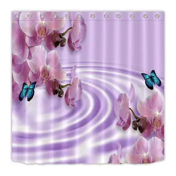

Polyester Fabric Shower Curtain Liner & Fantasy Orchids and Butterflies 3D High-Definition Printing Does Not Fade 12 Shower