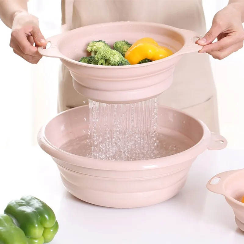 

1pcs Multifunctional Vegetable Washing Basket Foldable Hollow Fruit and Vegetable Washing Basket Filter Mesh Kitchen Accessories