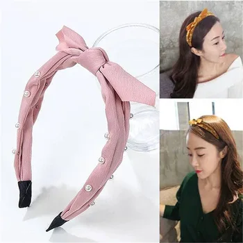 

Cute Bowknot Women Hairband Korean Jewelry Fashion Simulated Pearl Headband Hair Accessories For Girl Face Wash Opaska Wholesale