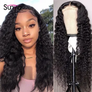 

Sunya Kinky curly lace front human hair wigs Indian Remy Deep curly 30 inch wig for women Pre Plucked 13x6 curly human hair wigs
