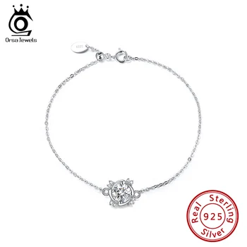 

ORSA JEWELS Luxury Original 100% 925 Sterling Silver Chain Bracelet for Women Trendy Flower Bracelet Wrist Jewelry Gift SB72