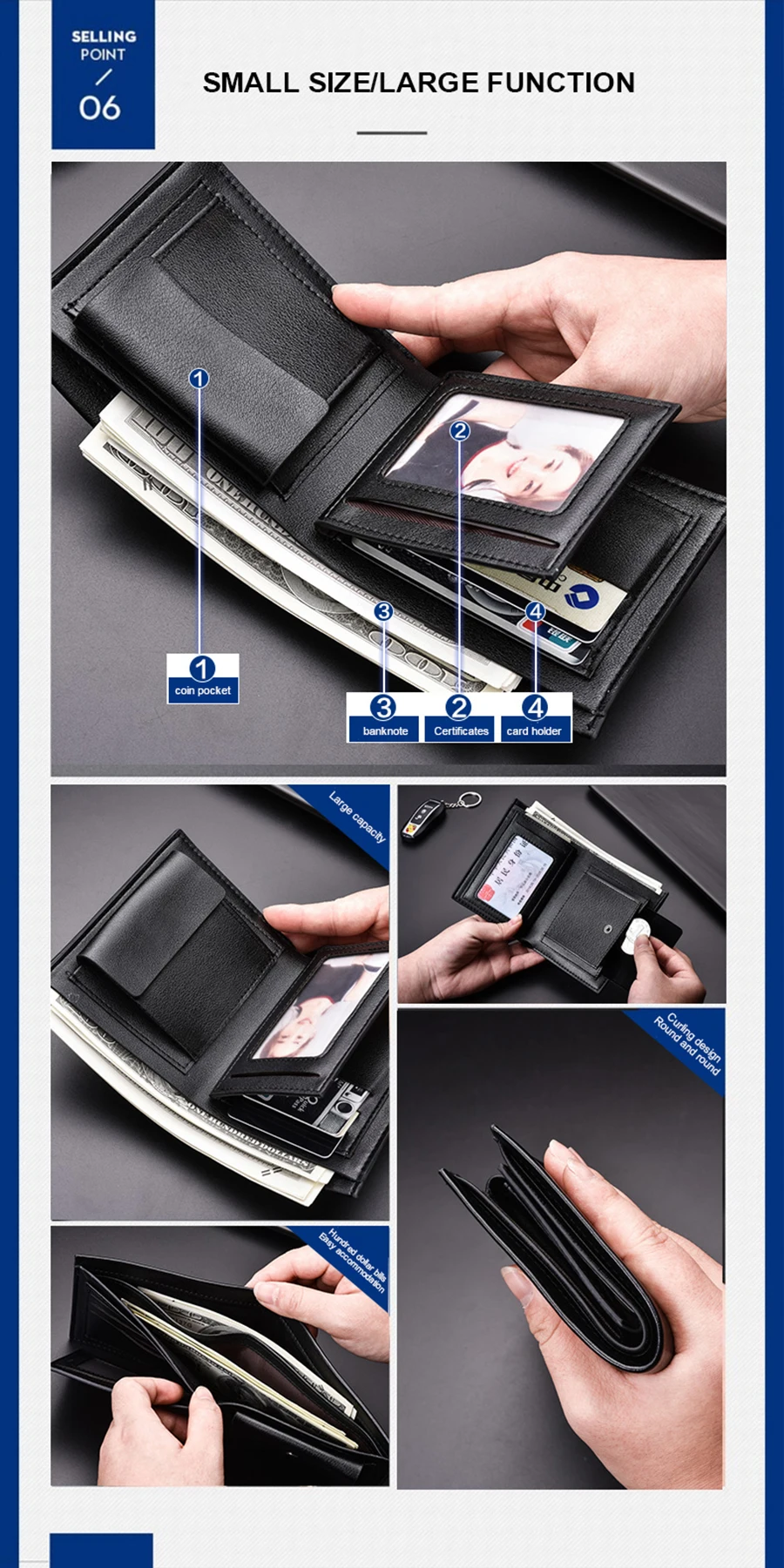 Мужской кошелек мужской короткий секционный корейский вариант мульти-карты положение пряжки портмоне три сложения кожаный бумажник