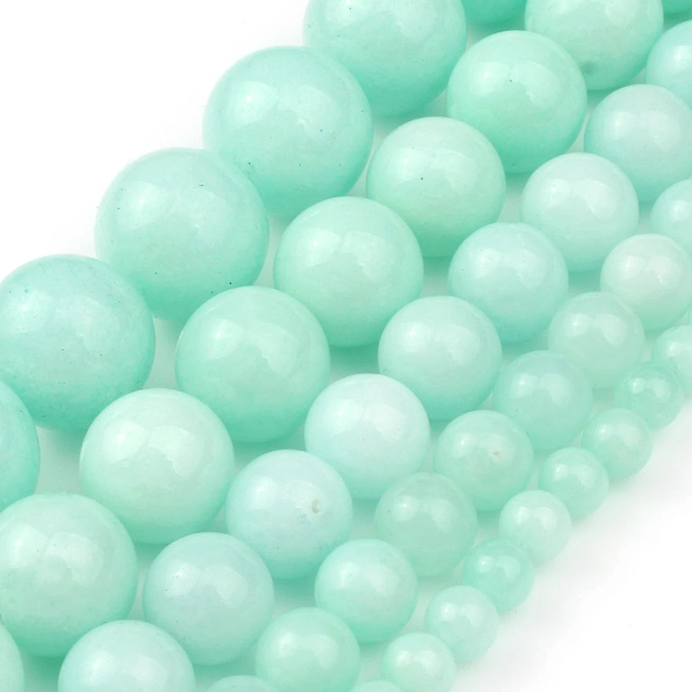 Natural Blue Round Amazonite Beads Fine Loose Stone For DIY Making Bracelet Necklace Jewelry 15&quot Pick Size 4/6/8/10/12mm | Украшения и