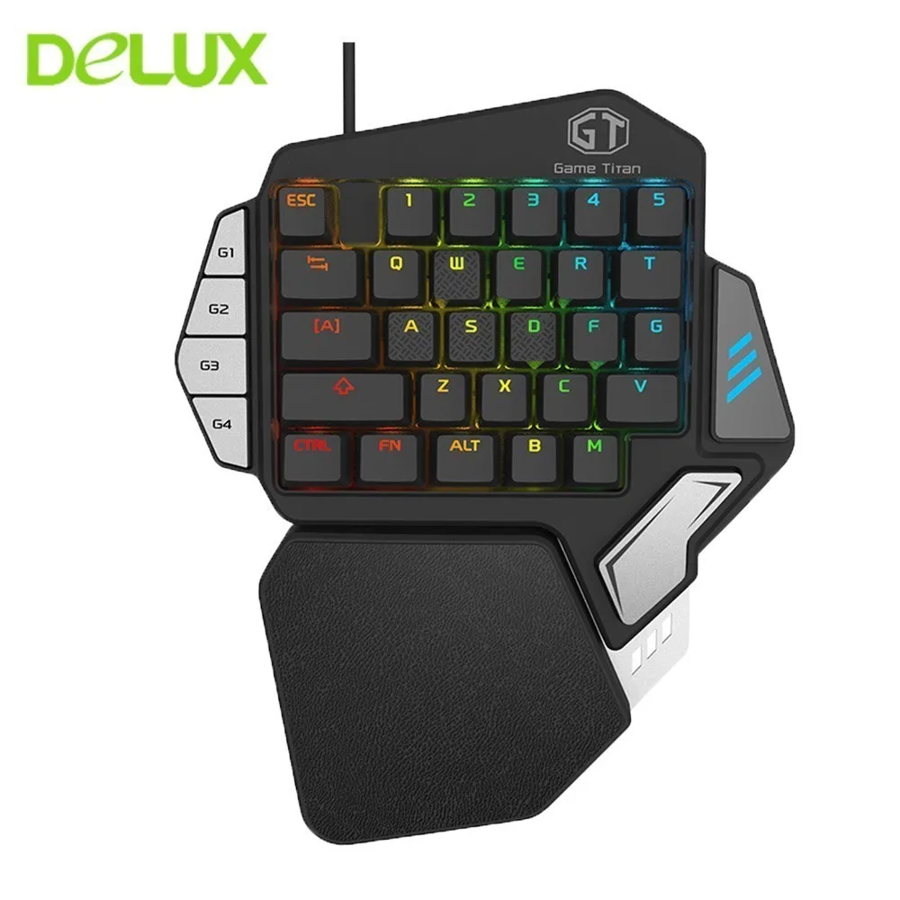 

Delux T9X Mechanical Gaming Computer Keyboard With USB Cable RGB Backlit One Hand Handed Mini Wired Keybord Small Gamer Keypad