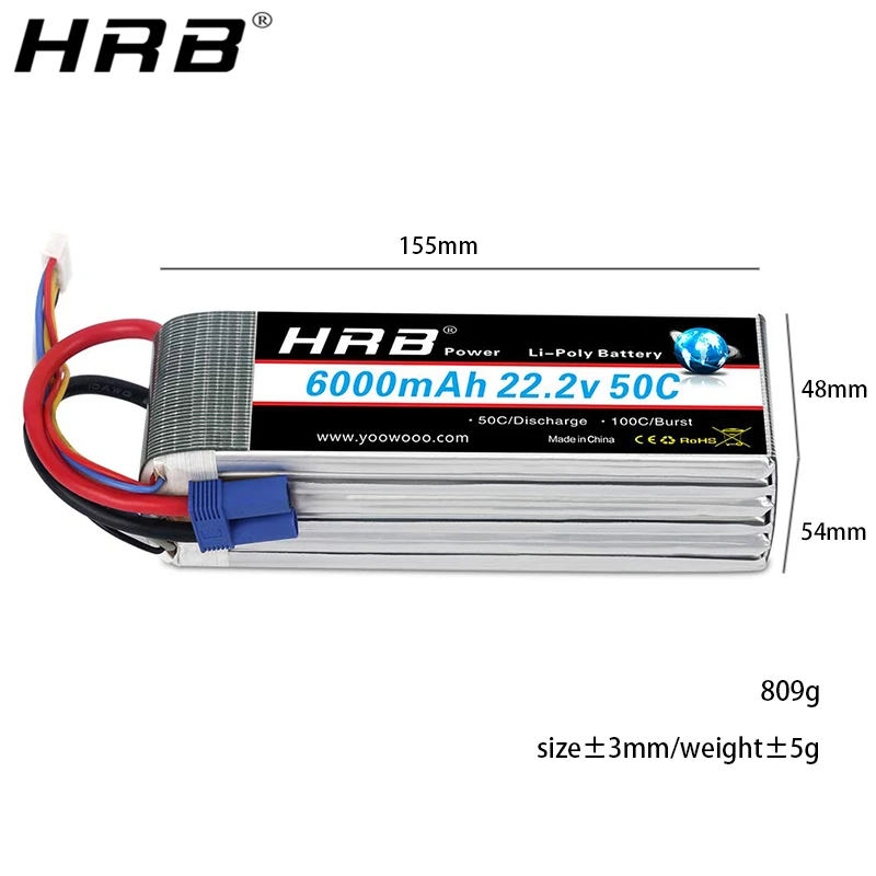 Аккумулятор HRB Lipo 6S 22 2 V 6000mah 50C XT60 XT90 EC5 T Deans S для Phantom RC вертолет самолет