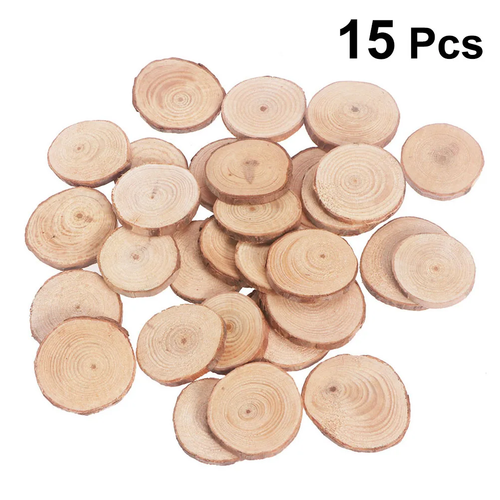 15pcs Натуральные круглые фишки ручная роспись деревянные ломтики 4-5 см деревянные диски собственными руками Сделай Сам гравюр свадебного стола реквизит для фотосессии - Цвет: 15pcs