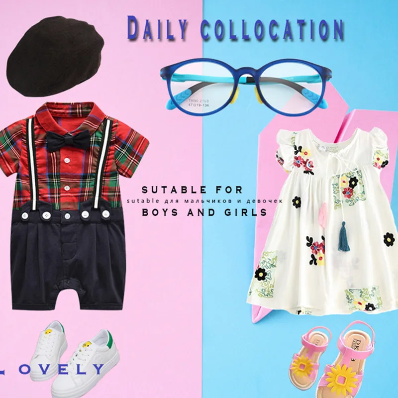 blue light blocking glasses for kids Girls Boys Optical Blue Patchwork glasses frame Flexible Silicone Baby's eyewear Frame