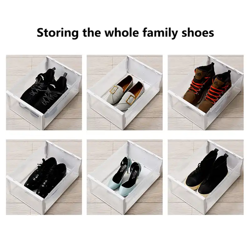 Plastic Stackable Shoe Storage Boxes Sneakers Box Shoe Box Storage