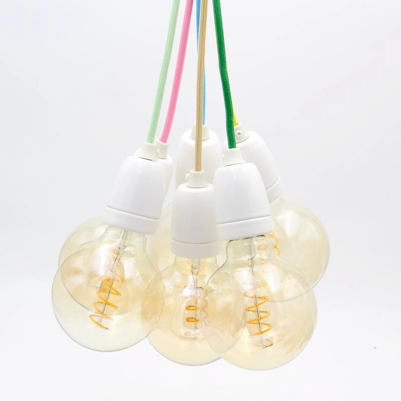 E27 Ceramic Bulb Lamp Holder Light Socket With Colourful Fabric Cord For Diy Pendant Lights Lamp Ccfl Lighting Lamp Speechlamp Coating Aliexpress