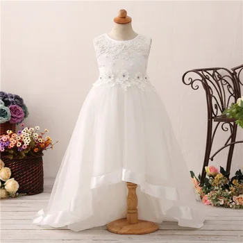 

White Lace Flower Girl Dresses For Weddings Party Gown Hi Low Dress Girls First Communion Dresses Elegant Gown For Wedding Party