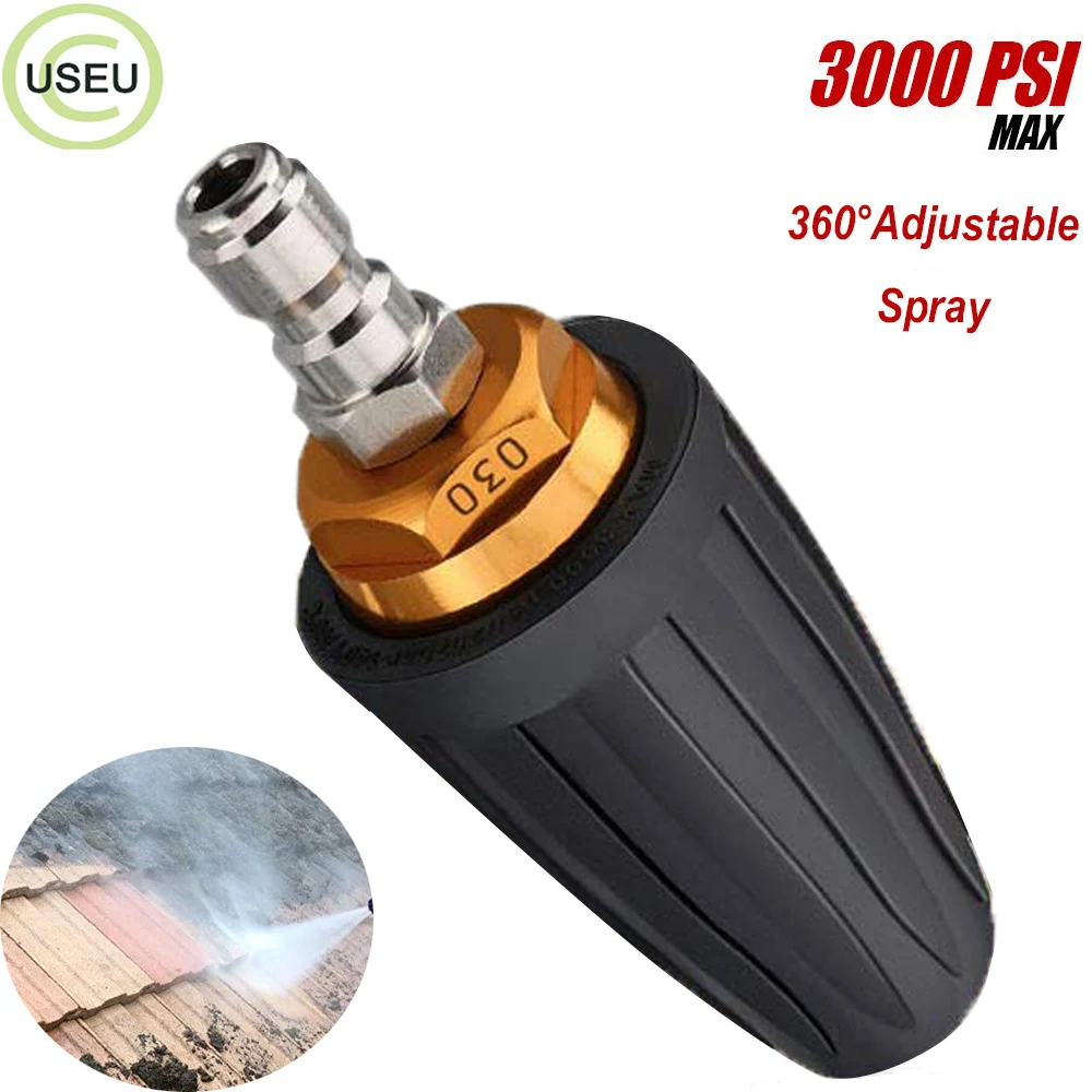 

USEU 3000 Psi 360° Rotating Pressure Washer Nozzle With 1/4 Quick Connect For Cleaning Car Garden Road Brick Concrete