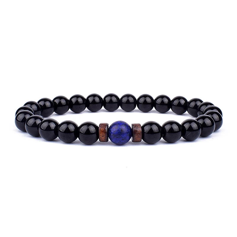 Volcanic Stone Bracelet for Men Lava Wooden 8mm Beads Bracelet Tibetan Buddha Wrist Chain Women Men Jewelry Gift New Bracelets 