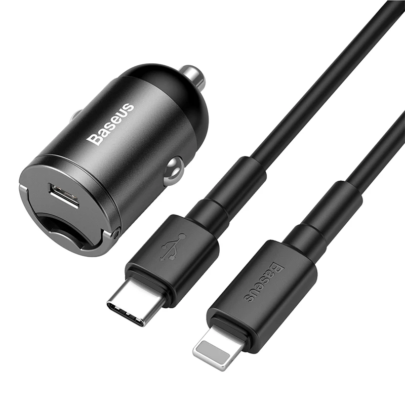Baseus 30 Вт автомобильное быстрое зарядное устройство 5А USB зарядное устройство для автомобиля QC3.0 Быстрая зарядка для iPhone 11 samsung Авто type-C USB разъем адаптер зарядное устройство - Название цвета: With Type C Cable