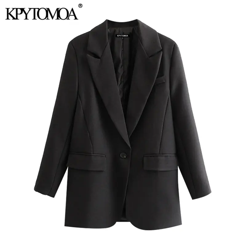 Женский блейзер на одной пуговице KPYTOMOA винтажный пиджак с длинными рукавами и карманами верхняя одежда для