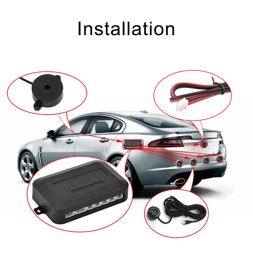  Car Auto Parktronic Parking Sensor with 4 Sensors Reverse Backup Car Parking Radar Monitor Detector