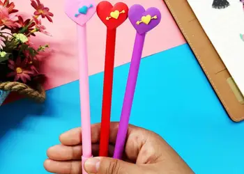 

korea creative warm heart gel pen cartoon neutral pen student prize office black write pen promotion gift pen 0.5mm 48pc/lot