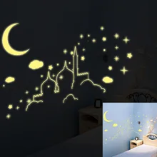 Импортные товары стиль DIY Мода ночник наклейки на стену флуоресцентные наклейки детская комната лунный замок DLX0267