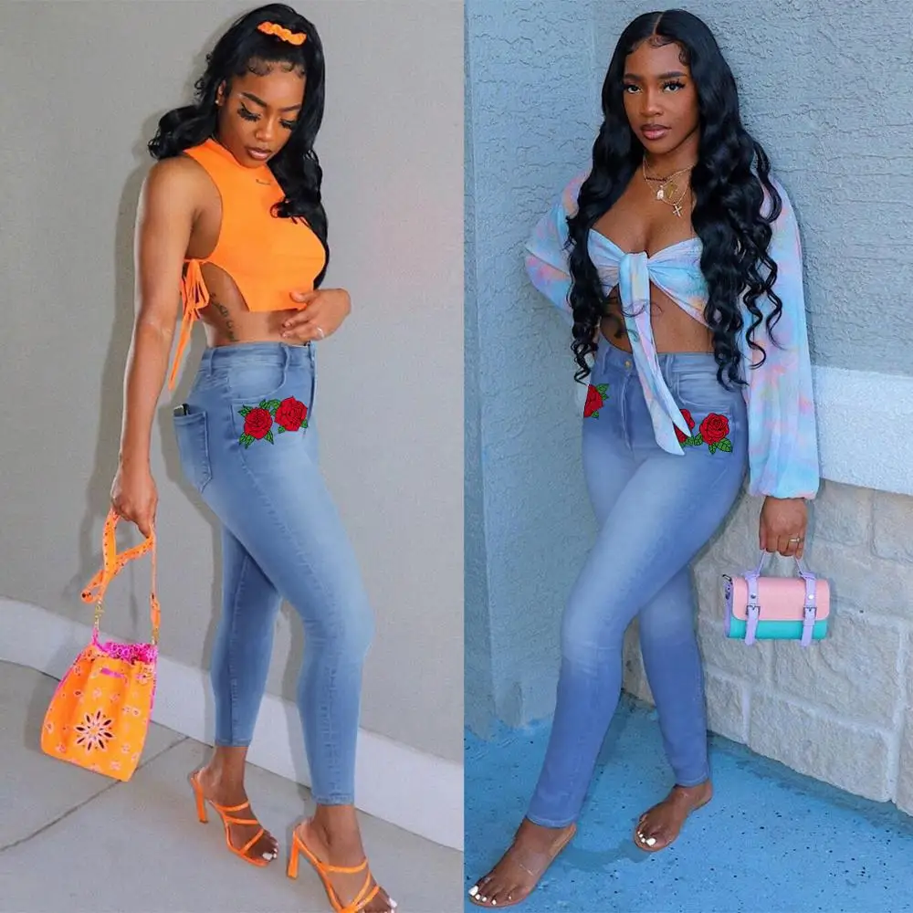 Новинка 2020 Модные Классические однотонные женские джинсы с принтом в