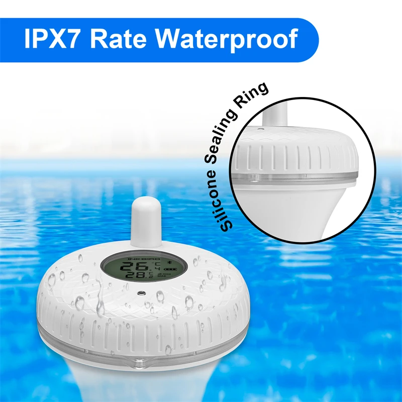 Wireless Floating Pool Thermometer - Easy-Read LCD Screen- Ideal For Swimming Pools Hot Tubs And Ponds