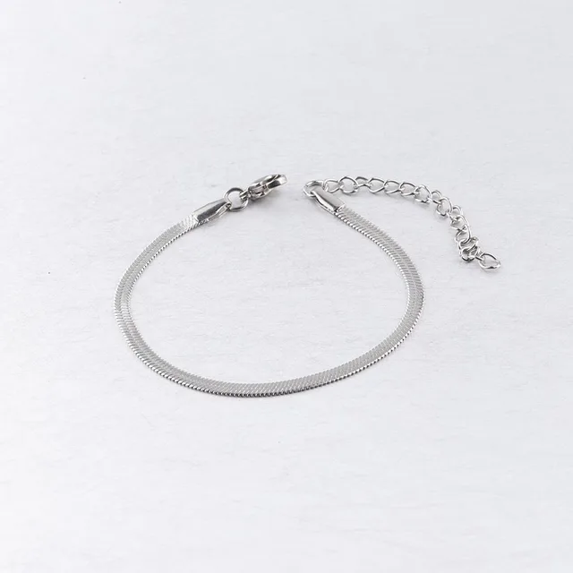New Fashion Charm Stainless Steel Flat Snake Bone Chain Bracelet His and Hers Jewelry Base Bracelet for Women Men Wholesale Bulk Sliver 3mm