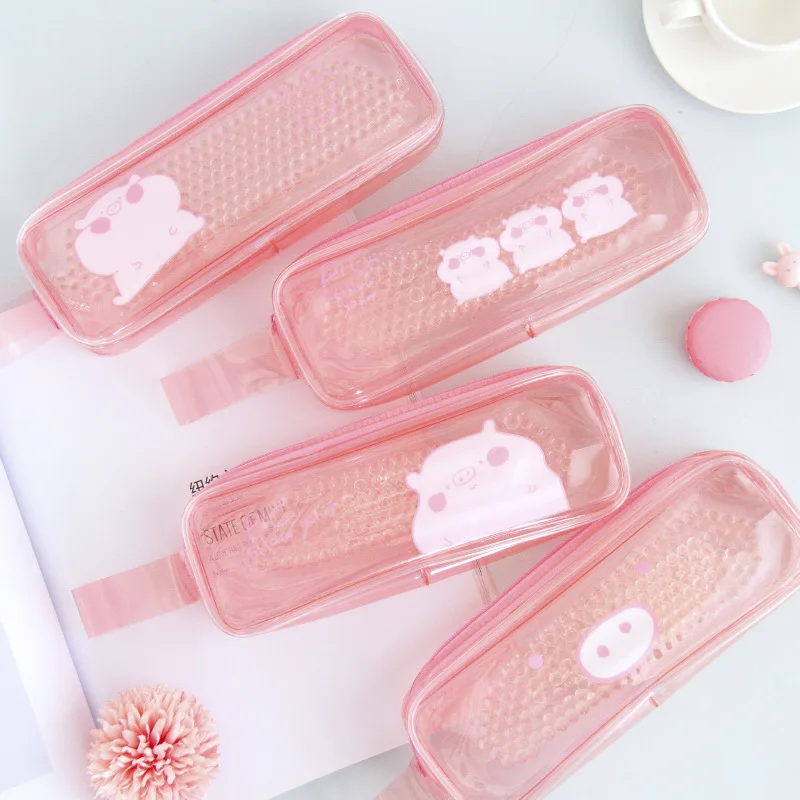 

Creative Quicksand Oil Pencil Case Transparent PTU Students Multi-functional Pencil Case Storage Stationery Hipster Simple Penci