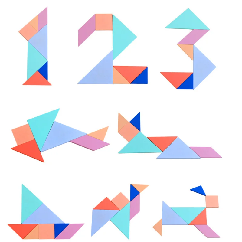Деревянные Игрушки Tangram головоломка деревянная доска головоломка игрушки игра Дошкольное интеллектуальное развивающее игрушки для детей