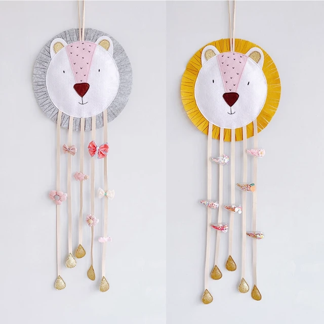 Cartoon Lion Hair Bow Holder Clip Hanger Headband Storage Organizer Wall Hanging Decorations for Baby Girls Room 2