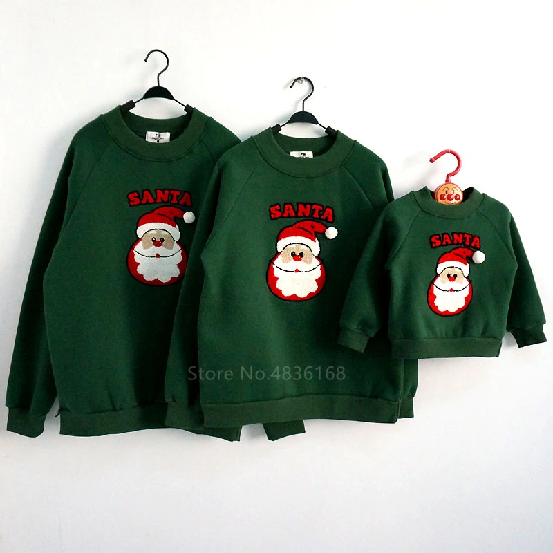 Рождественские свитера; коллекция года; Семейные комплекты; Рождественская Пижама с вышитым оленем и Санта-Клаусом для маленьких девочек и мальчиков; Новогодняя Пижама для мамы