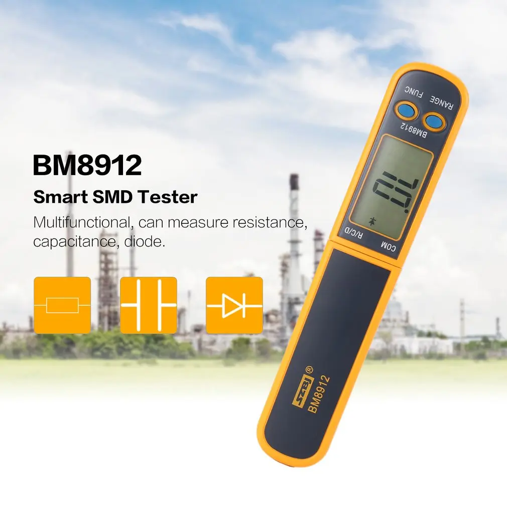 BM8912 Смарт SMD тест er сопротивление диод емкость цифровой мультиметр мини метр зонд тестовый зажим Пинцет автоматическое сканирование