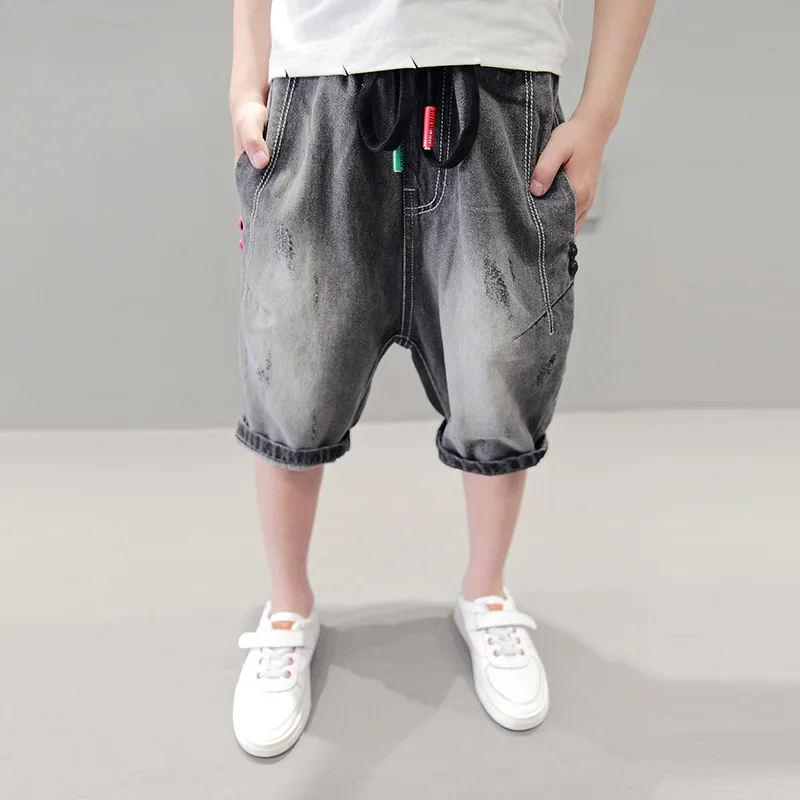 Childrenswear BOY'S Denim Trousers Summer Wear New Style CHILDREN'S Calf-length Pants Big Boy Korean-style Shorts