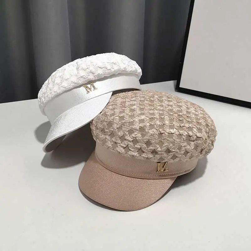 Basco plissettato blu navy da donna berretto con strass elegante_voghion.com