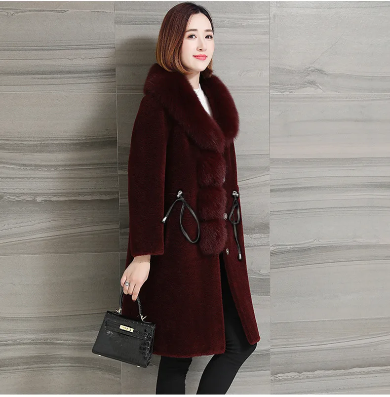 TUHAO Women's Winter Autumn Elegant Middle Age Faux Fur Jacket Female Faux Fur Collar Fur Coat Large Size 4XL 3XL Overcoat
