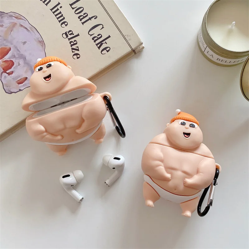 Sumo Wrestler AirPods Pro 1 2 Earphone Case Cover Japanese Anime Fat Guy Baby for Apple Wireless Bluetooth Earphones Covers Cases charging Box