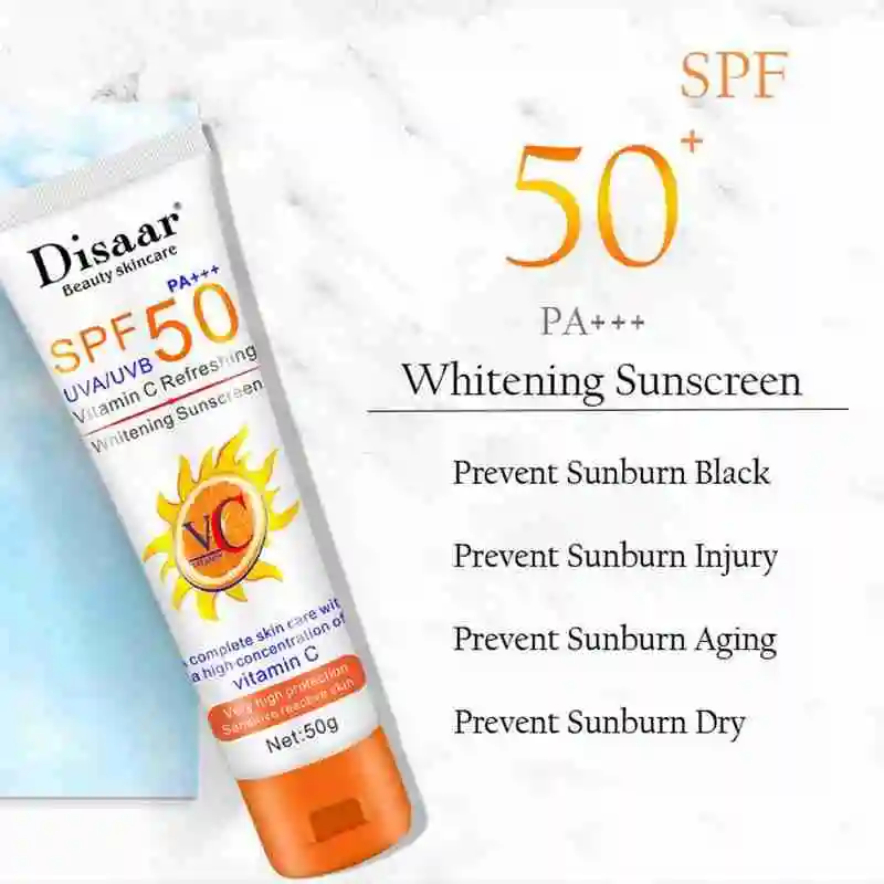 SPF 50 Sunscreen Cream Waterproof Vitamin C Oil Control 50g Sunblock Protection Face Care Whitening Sunscreen Sun Skin