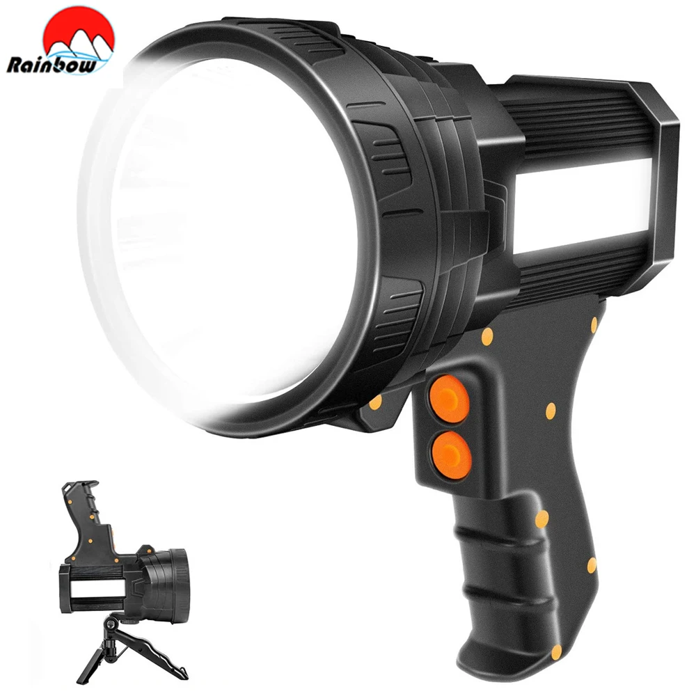 Powerful LED Flashlight Portable XHP50.2 Torch Rechargeable Searchlight Mountable Bracket Spotlight Waterproof Fishing Light