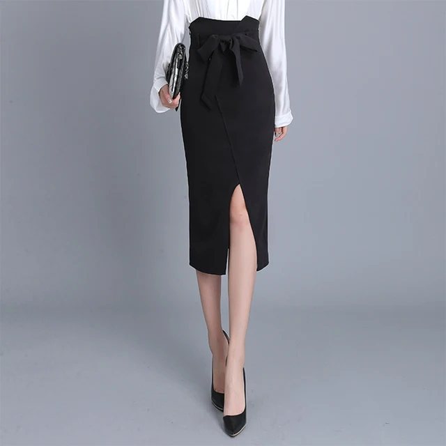 black pencil skirt white blouse