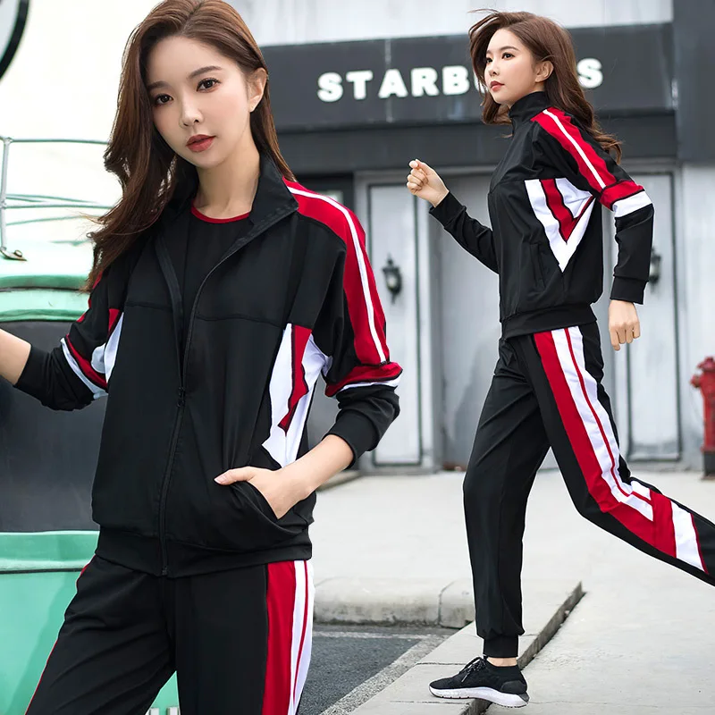 

2019 Spring And Summer Workout Clothes WOMEN'S Suit Outdoor Sports Set Stand Collar Joint Yoga Clothes Morning Run Step Quick Dr