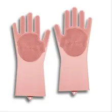 Волшебные силиконовые перчатки со Скруббером, волшебные резиновые перчатки Saksak, термостойкие многоразовые силиконовые перчатки для чистки