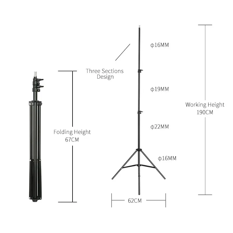  2m/6.5ft Professional Studio Adjustable Soft Box Flash Continuous Light Stand Tripod
