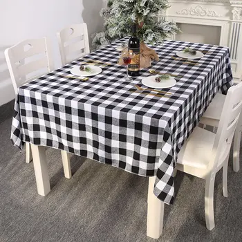 

Christmas Table Cloth Rectangle Decorative Table Cover Festive Holiday Decorations Red And Black Plaid/Black And White Plaid