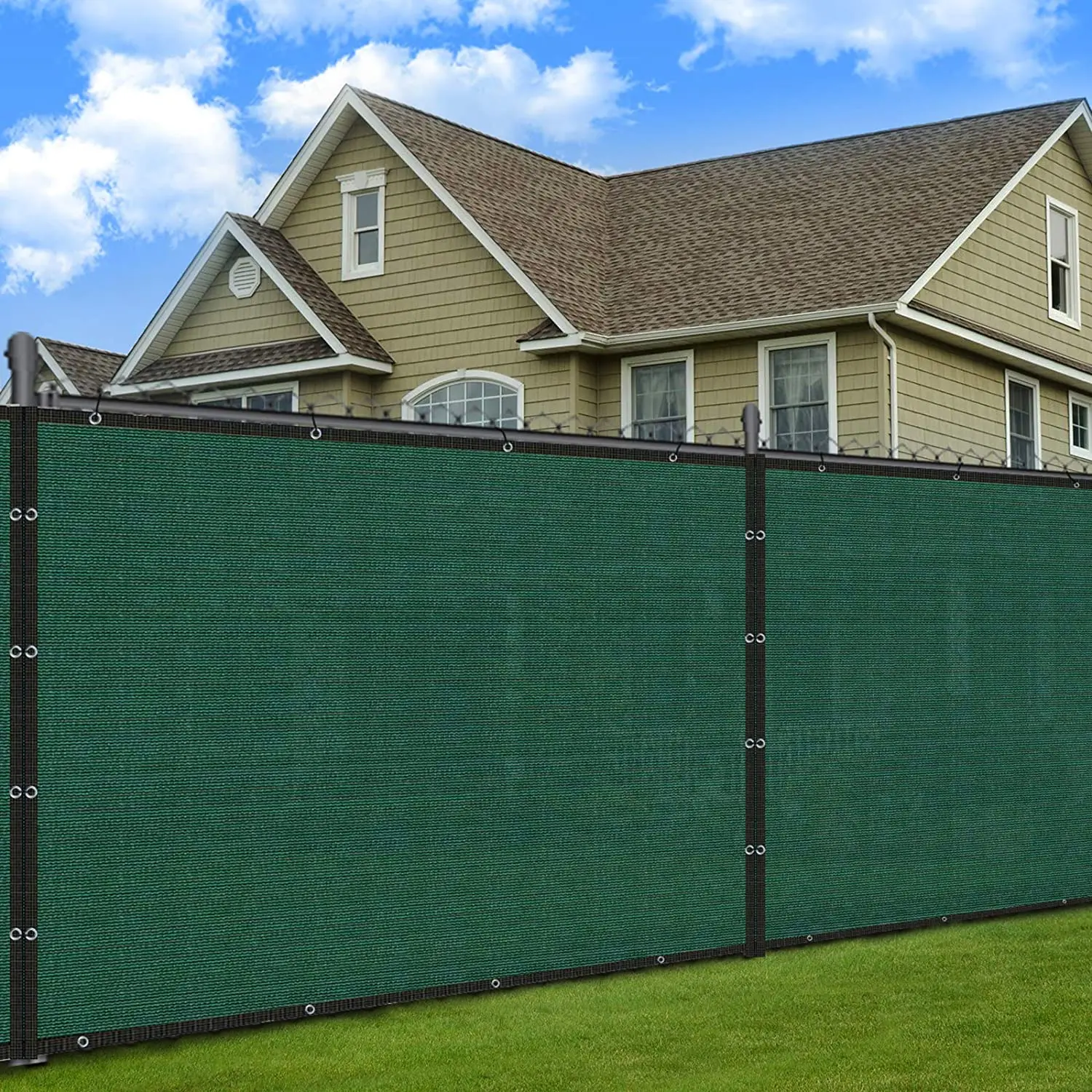 

TECHTIMES Fence Privacy Screen 6'x25' Fence Mesh Tarp 90% Blockage Cable Zip Ties Fit for Outdoor Yard Fence Shade Cover