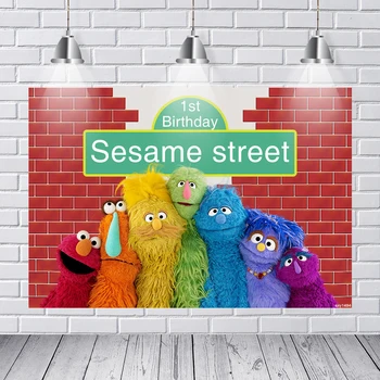 

Photography Backdrops Sesame Street Birthday Doll Brick Wall Backdrop Photocall Photobooth Studio Shoot Fabric Photo Backdrop