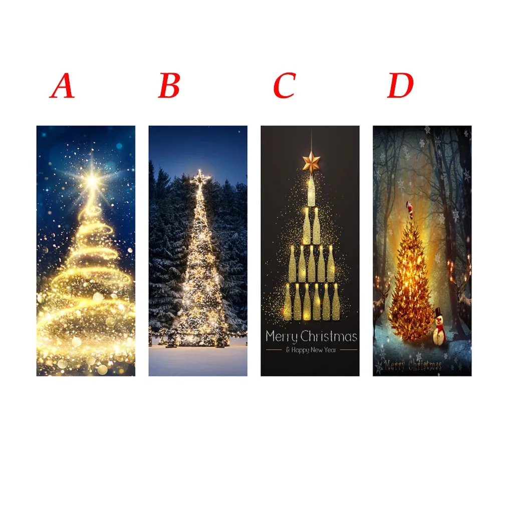 3d Christmas Door Stickers Home Decoration Decals Self-adhesive Door Waterproof Mural Living Room Kids Room Door Decoration