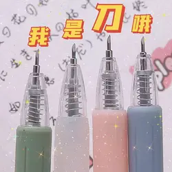 Push tipo caneta faca ins macaron kawaii simples arte corte de papel escultura ferramentas estudante afiada utilitário faca material escolar escritório