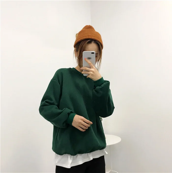 Sudaderas mujer,, Harajuku, одноцветная толстовка, женская, с длинным рукавом, с капюшоном, свободная, женские толстовки, свитшоты, повседневный спортивный костюм