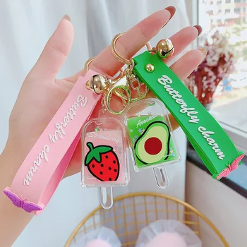 

Cute Ice Cream Creative Popsicle Key Chain Quicksand Keychain Liquid Floating Ice Cream Keyring Backpack Pendant Women Gift