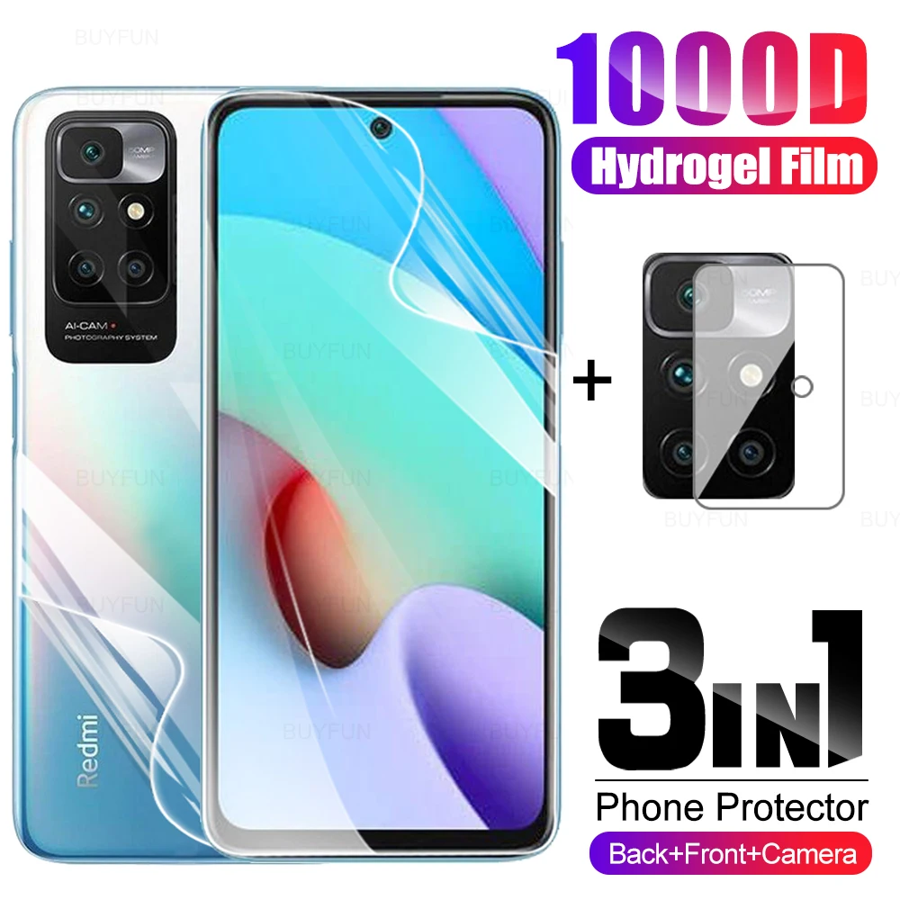 Гидрогелевая пленка 3 в 1 для передней и задней камеры Xiaomi Redmi 10 Защитная объектива
